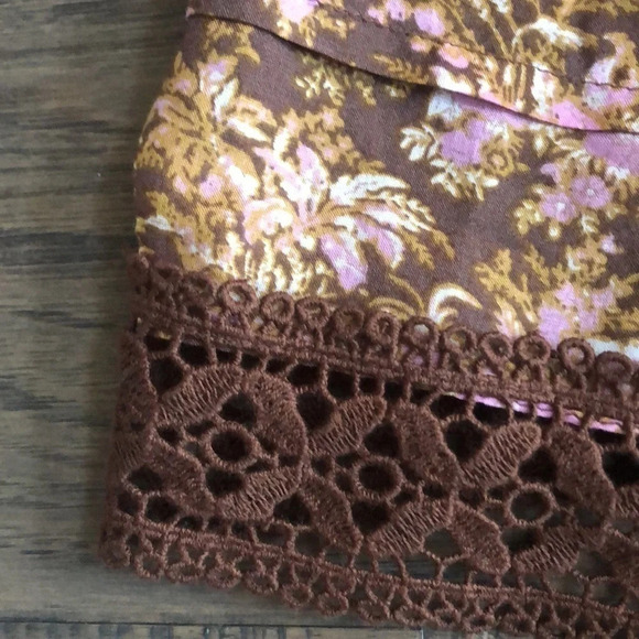 Free People Shea floral dress chocolate combo Medium New with Tags - Picture 8 of 13